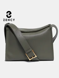 Zency-女性用の本革のショルダーバッグ,調節可能なストラップ付きの女性用バッグ,大容量,デザイナーポーチ