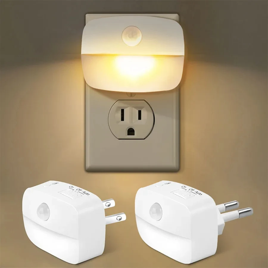 Mini LED Night Light PIR Motion Sensor Bedside Nightlights US European Plug For Bedroom Bathroom Corridor Closet