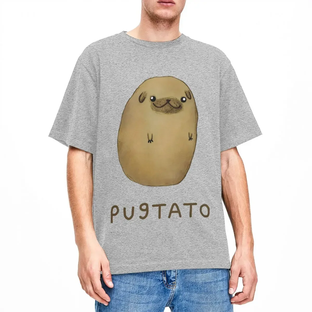 Cute Potato Pug Men Women T Shirt Kawaii Pet Dog Puppy Pugs  Novelty Tee Shirt T-Shirts Pure Cotton Gift Idea Clothing