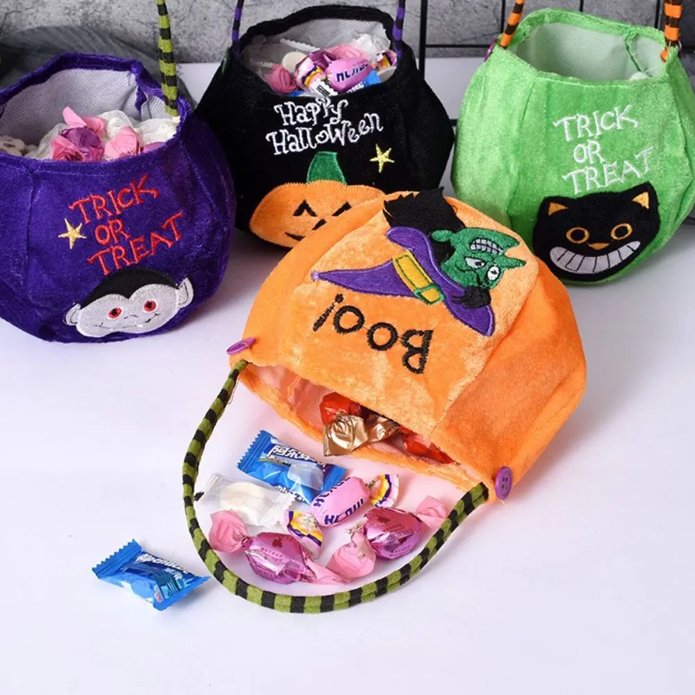 1 Stuks Halloween Snoepzak Creatief Patroon Heks Zwarte Kat Handtas Schattige Pompoen Cadeau Handtas Voor Kinderen