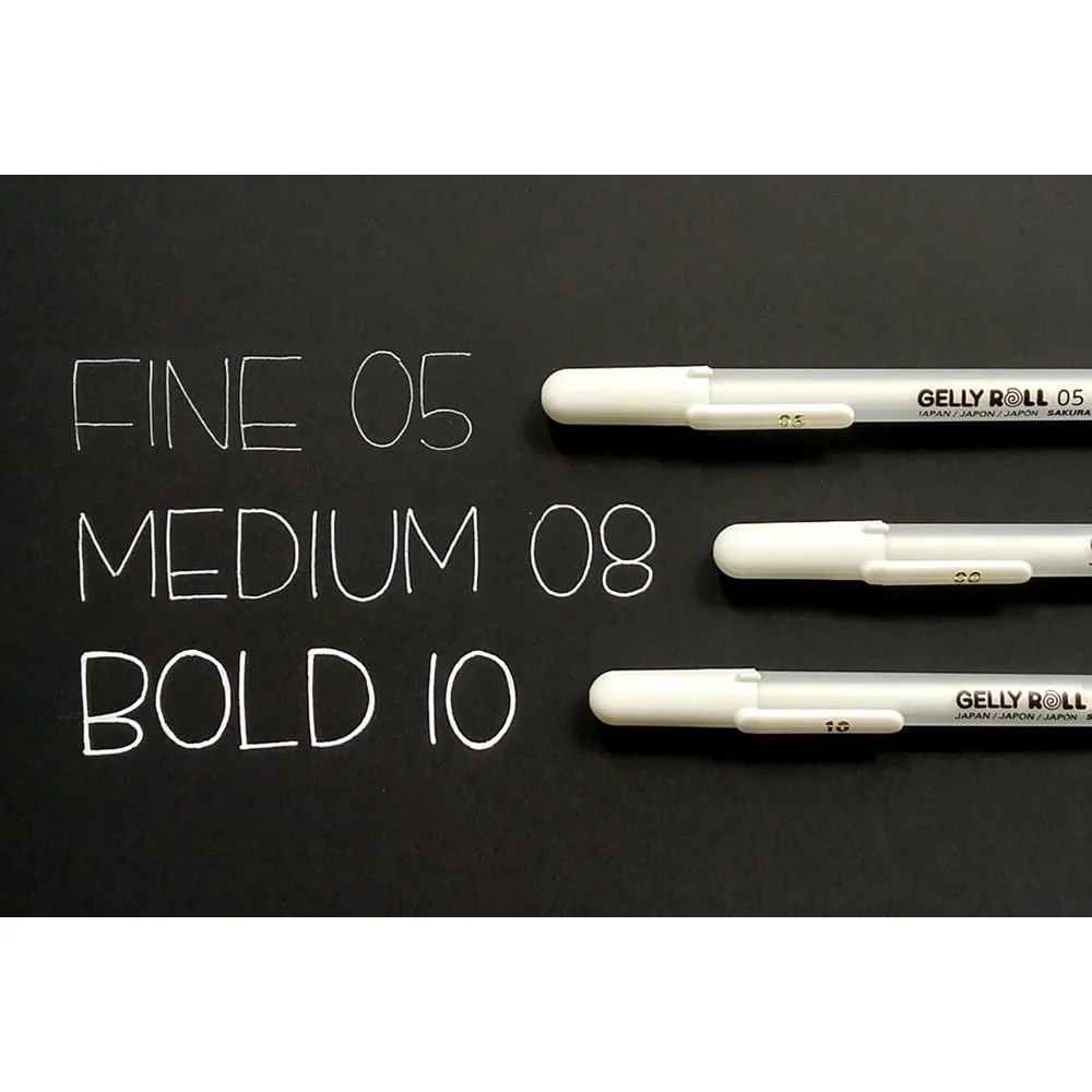 Gel Pens Highlight Marker for Journaling Art Drawing Classic White Ink Assorted Point Fine Medium Bold
