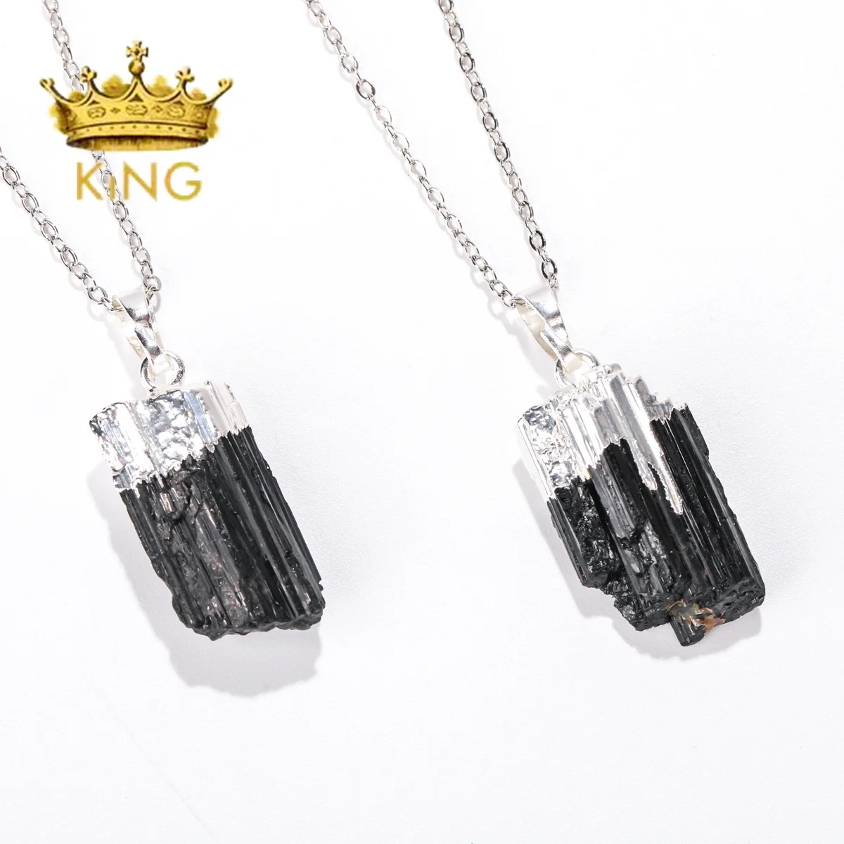 قلادة مجموعة التورمالين الطبيعية السوداء للنساء ، الأحجار الكريمة الكوارتز ، المجوهرات المصنوعة يدويا الكريستال الشفاء