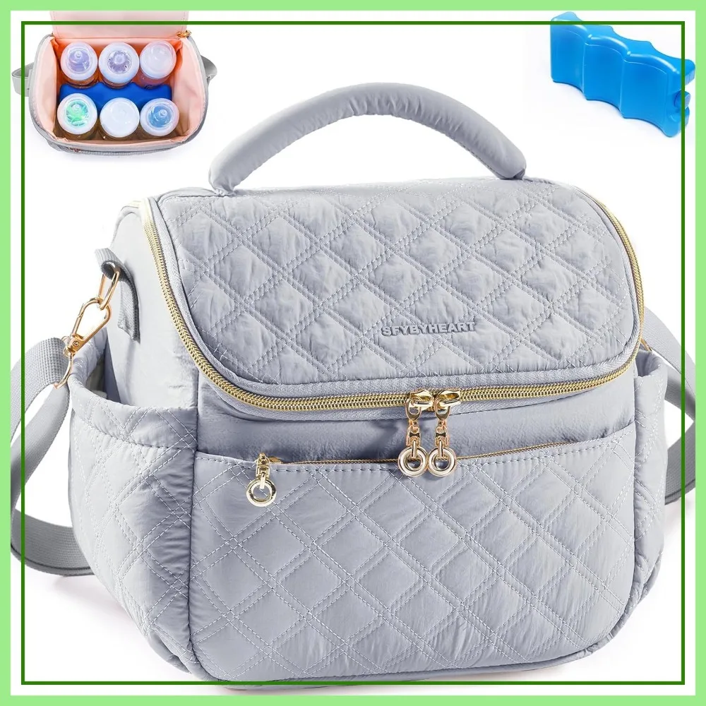 

Breastmilk Cooler Travel Bag with Ice Pack for 6 Bottles Up to 9oz Insulated Bottle Carrier for Daycare
