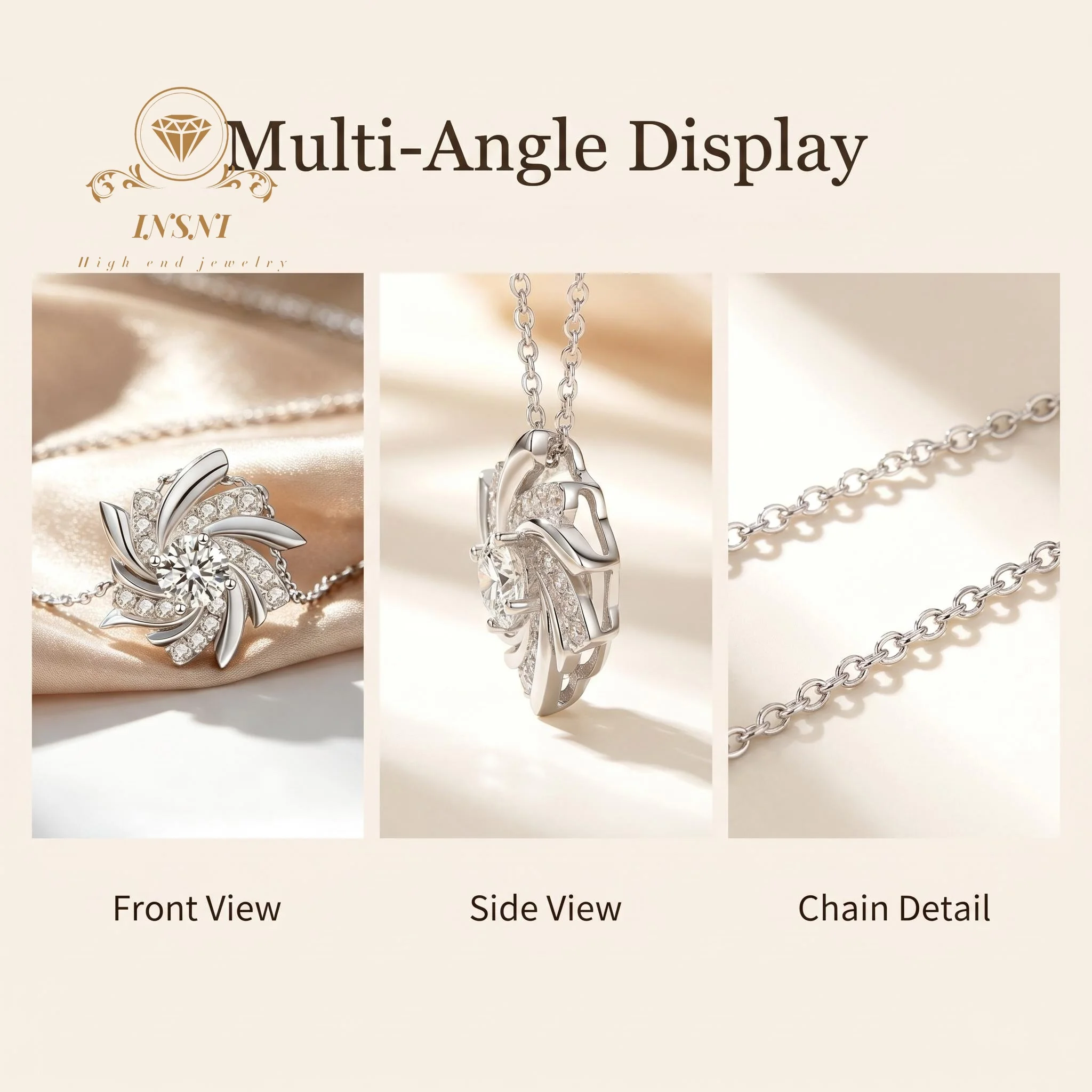 Windmill Necklace Women's S925 Sterling Silver Pendant Light Luxury Design Sense Moissanite Collarbone Neck Chain for Girlfriend
