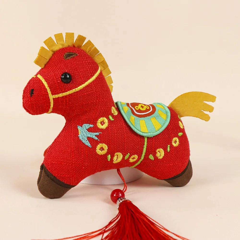 Мини-подвесной орнамент в китайском стиле с лошадью, традиционная хлопковая сумка из полипропилена, подвеска в виде лошади, мультяшный вышитый узор