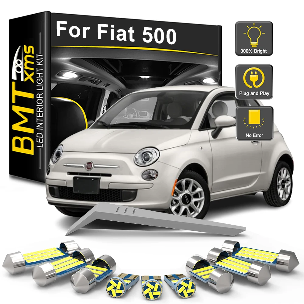 BMTxms 7Pcs Canbus Car Indoor Light Bulb Kit For Fiat 500 2012 2013 2014 2015 2016 2017 Vehicle Dome Reading Interior LED Lamp