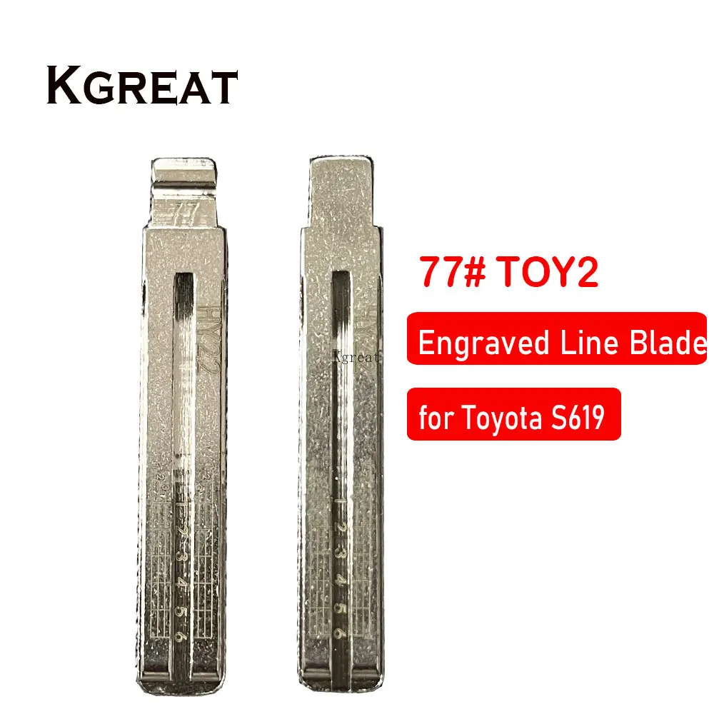 

10pcs 77# TOY2 Engraved Line Key Blade Scale Shearing Teeth Uncut Key Blade for Toyota S619 for KD VVDI Car Key Blade