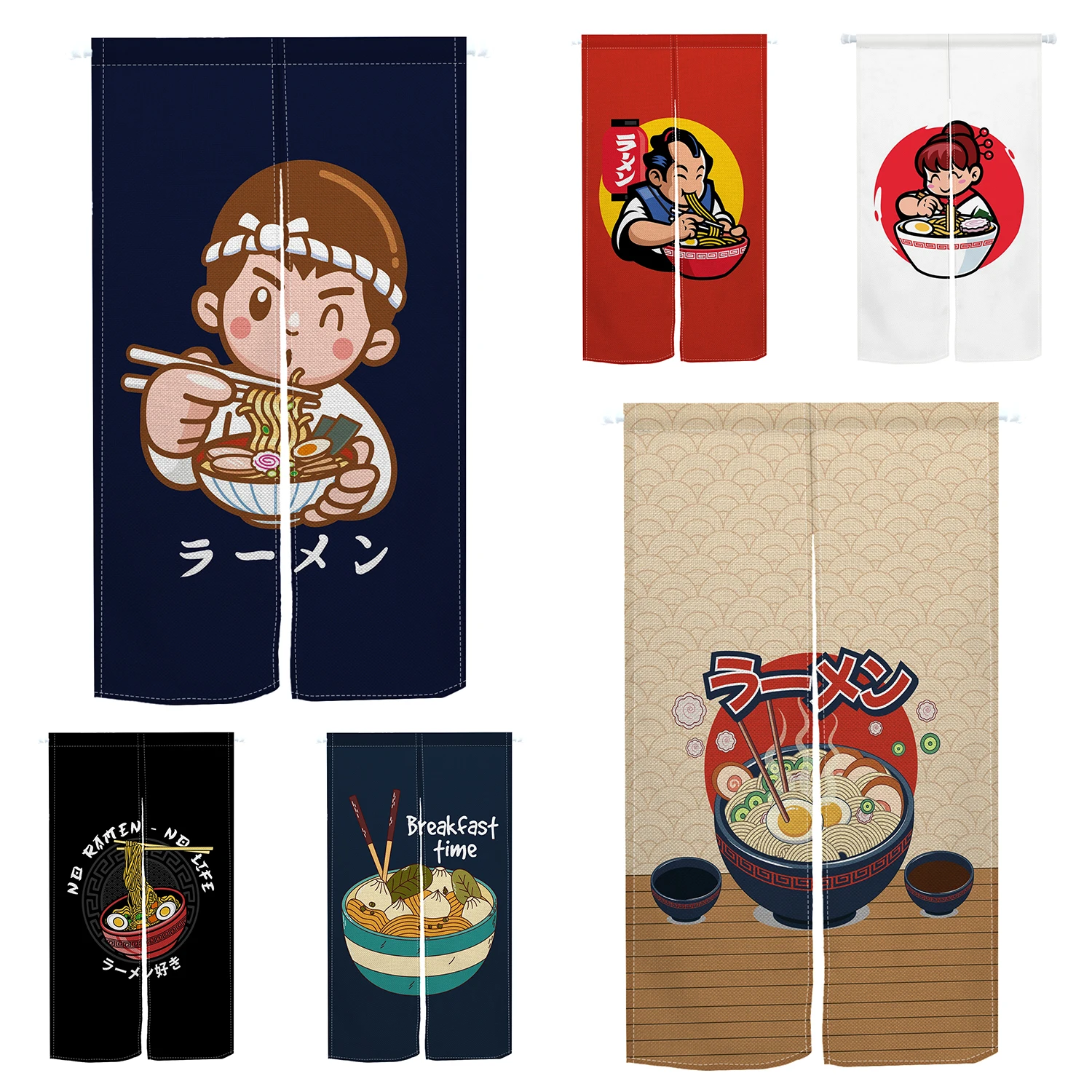 Ramen Restaurant Cartoon Hanging Curtains Gourmet Bar Snack Bar Shop Doorway Entrance Partition Japanese Curtain Noren Fabrics