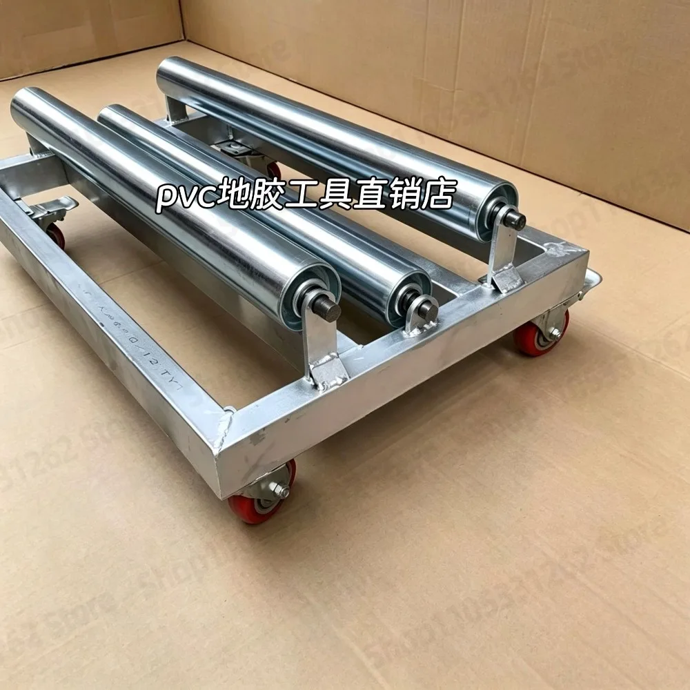 Square PVC Flooring Dispenser Cart Heavy Duty Vinyl Roll Trolley for Installation