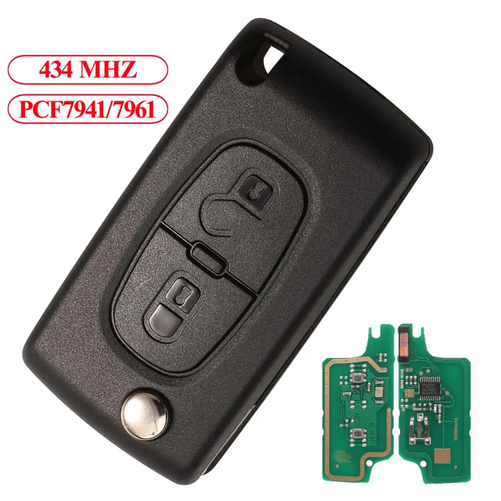 Jingyuqin 2BTN Flip Remote Schlüssel FRAGEN FSK 433MHz PCF7941/7961 Für Peugeot 207 307 307s 308 407 citroen C2 C3 C4 C5 Berlingo Picasso