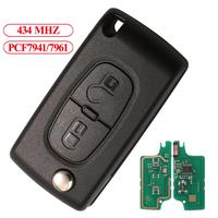 Jingyuqin 2BTN Flip Remote Key ASK FSK 433MHz PCF7941/7961 For Peugeot 207 307 307s 308 407 Citroen C2 C3 C4 C5 Berlingo Picasso