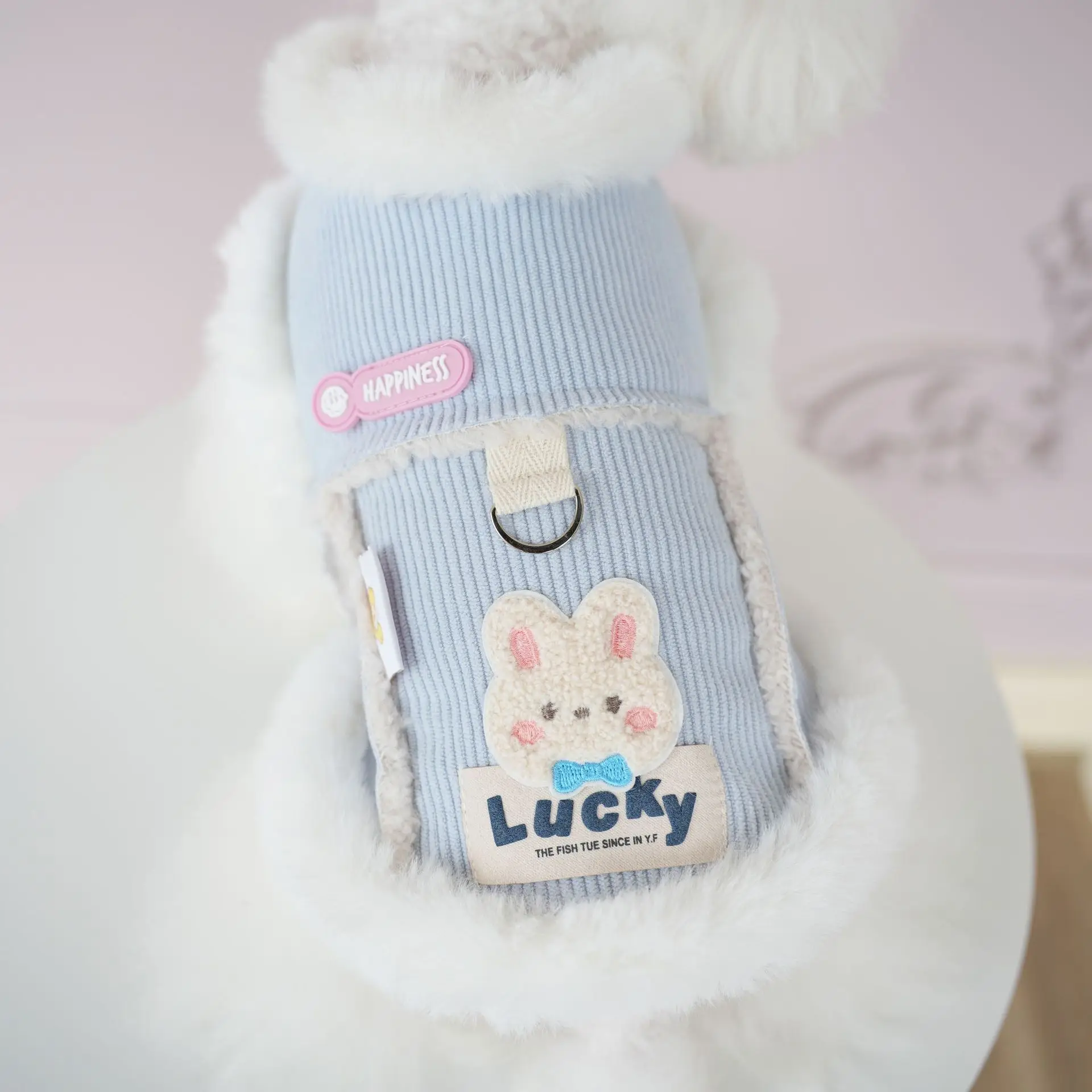 Cute Dogs Cats Coat Corduroy One-piece Cloak Thicker Warm Coat Bear Teddy Bear Cat Traction Buck