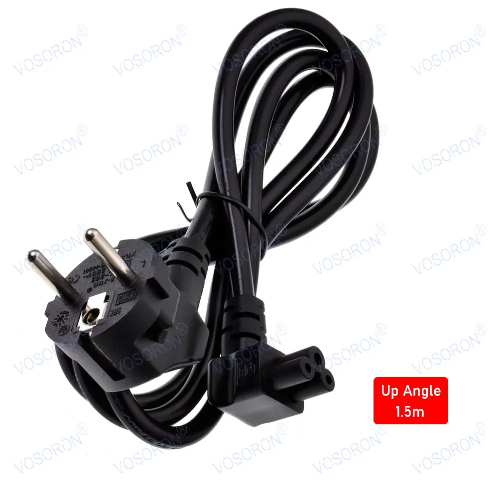 European 2 Pin Male to IEC 3 Pin Female ,Schuko to IEC C5 Angled 90 Degree AC Power Cord EU Adapter Extension Lead Cable