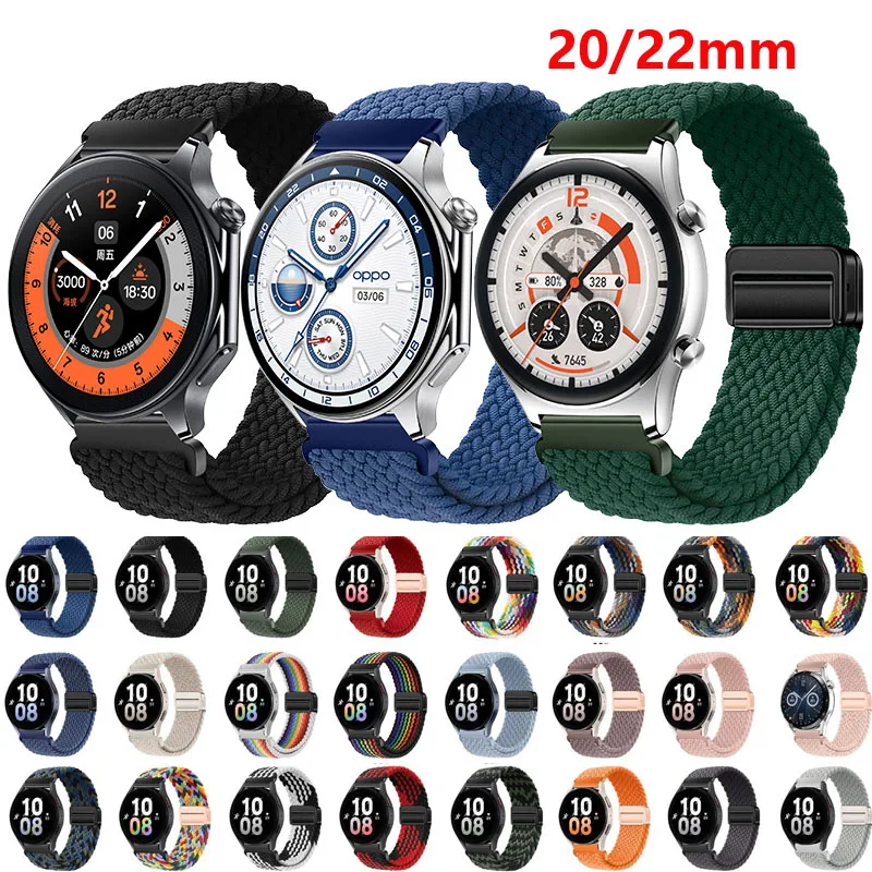 20 22mm Watch Strap For Huawei Watch GT 4 3 2 46 42mm GT2 3 4Pro Magnetic Buckle Braided Solo Loop Xiaomi S3 S2 S1 Active Band