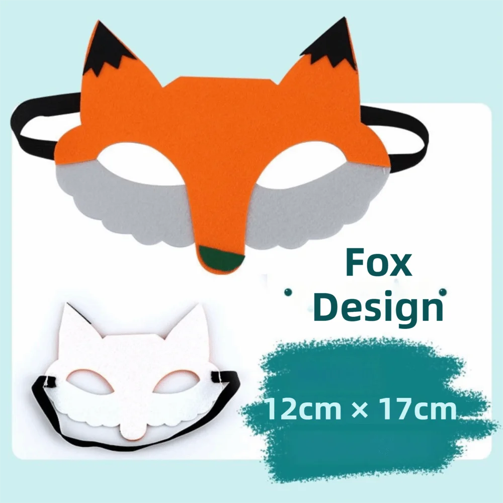 4 pezzi per bambini, maschera per animali in feltro, per bambini, materiale in feltro, mezza maschera per orecchie di animali, design dei cartoni animati