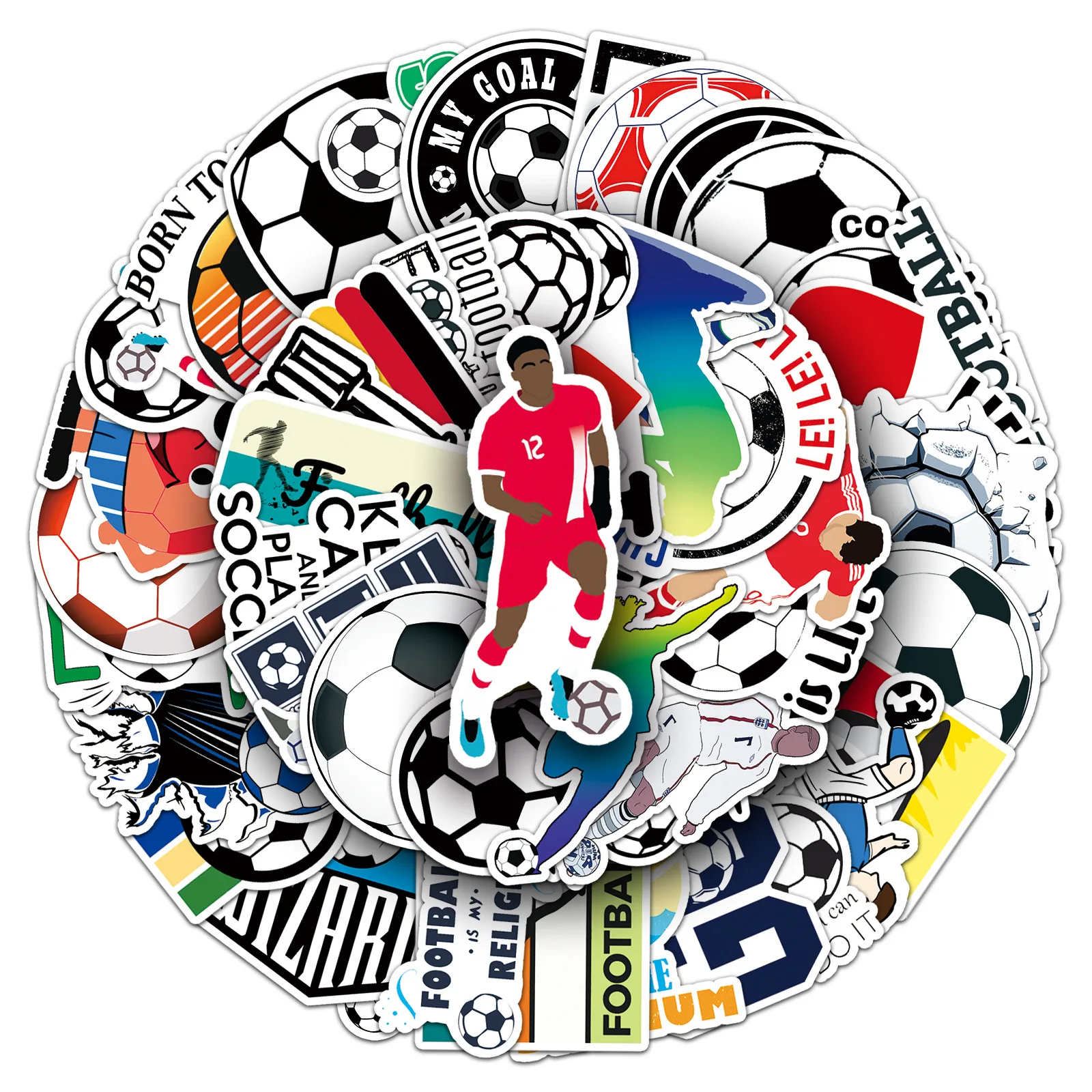 50pcs Football Sports Cartoon Suitcase Graffiti Scooter Computer Tablet Guitar Decoration Waterproof Sticker