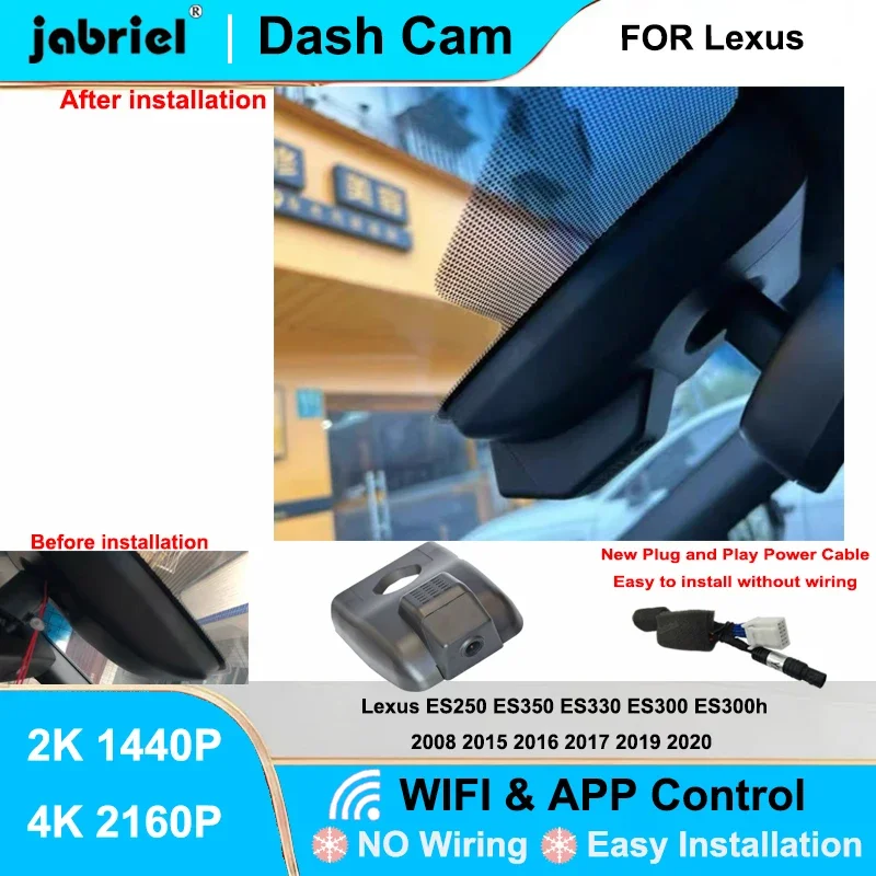 Jabriel for Lexus ES250 ES350 ES330 ES300 ES300h 2008 2015 2016 2017 2019 2020 Dash Cam 2K 4K Wifi Plug and Play Video Recorder