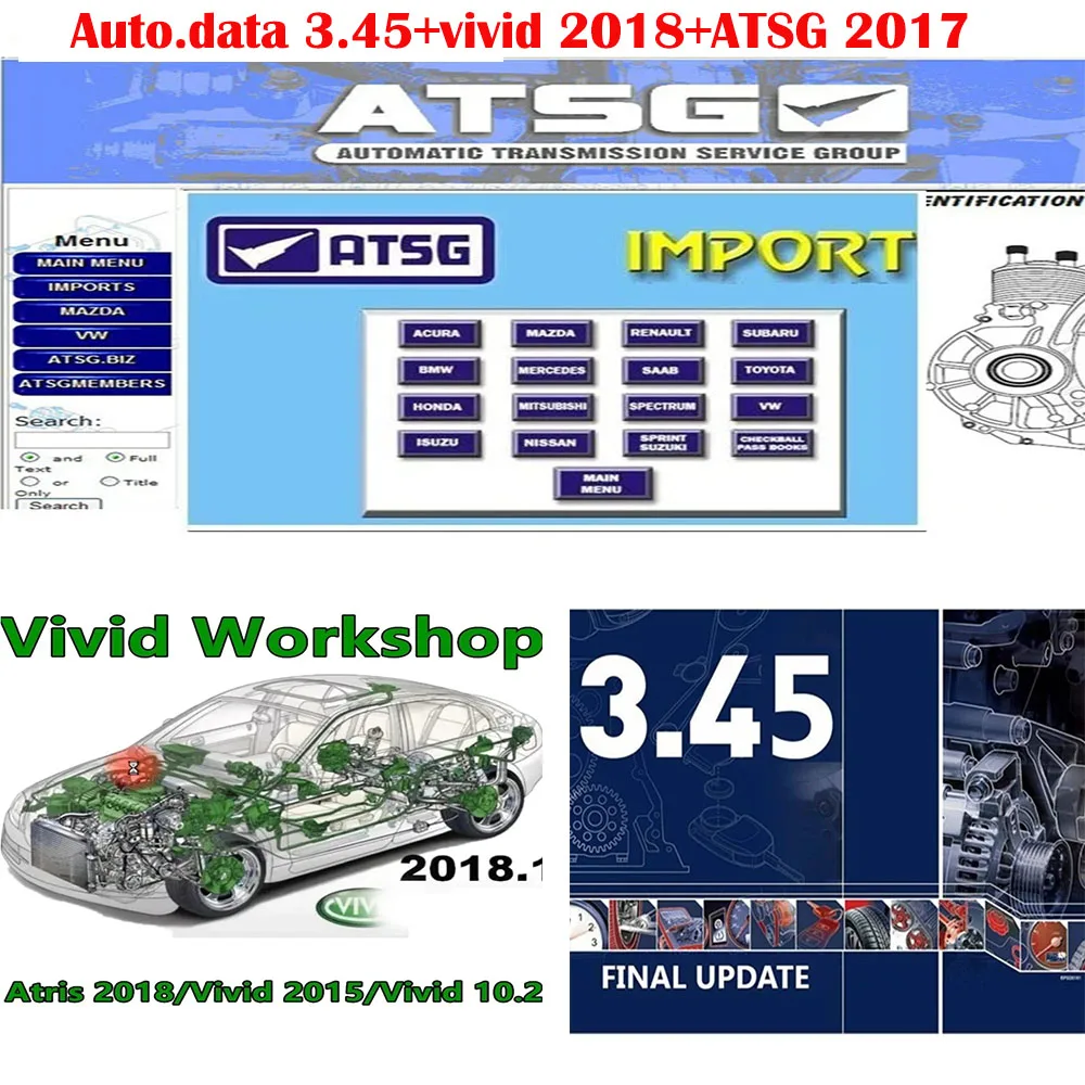 New Autodata 3.45+vivid workshop 2018 Automotive( Atris-Technik) repair software ATSG 2017 Automatic Transmissions Service Group