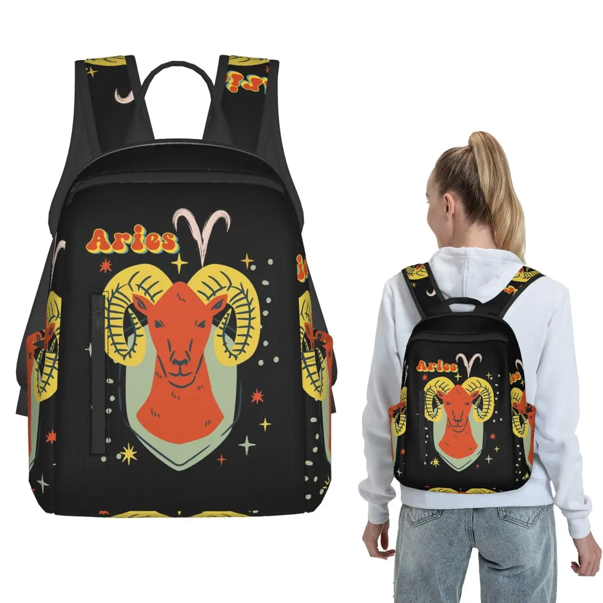 

Aries The Ram Backpack Daypack Boys Girls BookBag School Bag Shoulder Bags for Men Women
