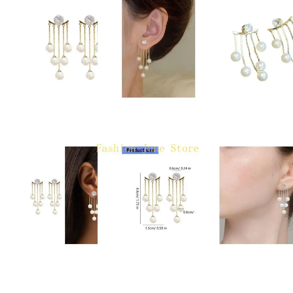 N5KA Evening Fringe Earrings for Women with Long Drop Post Back