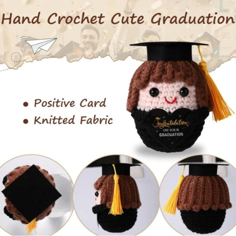 دمية دكتوراه مصنوعة يدويًا لموسم التخرج - لعبة قطيفة بمزاج إيجابي، رفيق عاطفي لطيف، هدية تخرج للطلاب #3