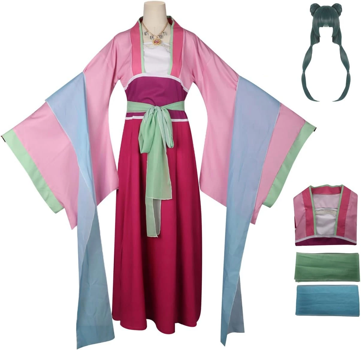 

Костюм для косплея Maomao из аниме «фармацерия», дневники ханьфу, костюм с зеленым париком, униформа для девушек и женщин в старинном стиле