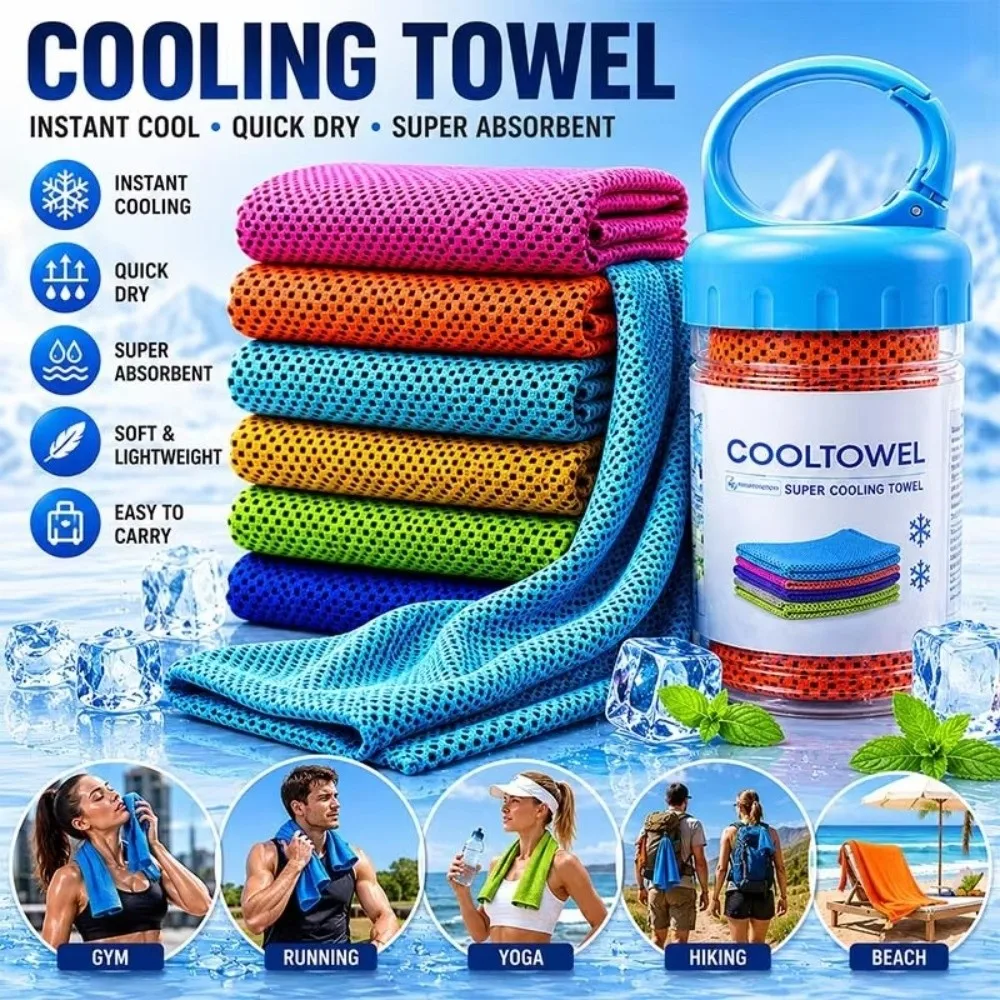 Portable Breathable Cooling Towel Ultra Soft Quick Drying Ice Wipes Lightweight Sunstroke Prevention Microfiber Towels Summer