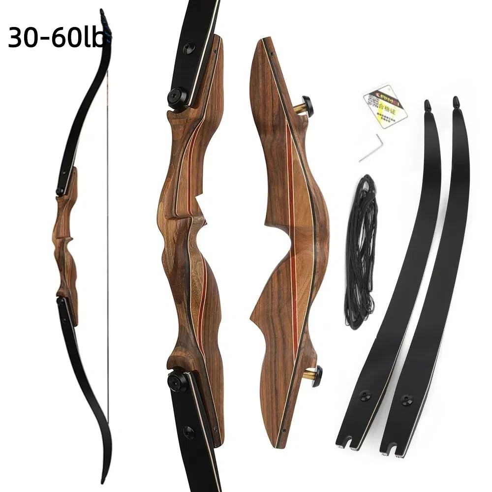 KAIMEI 710 Split American Takedown Bow 60'' 30-60lbs ILF Interface Wooden Handle Archery Recurve Bow for Right Hand Shooting Bow