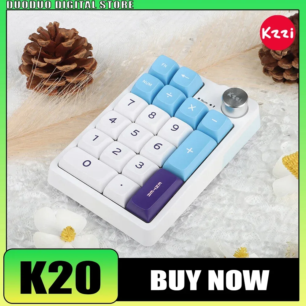 

Kzzi K20 Wireless Keyboard Keypad Multifunctional Knob RGB Three Mode Hot Swap Mini Mechanical Keyboard Pc Gamer Accessories