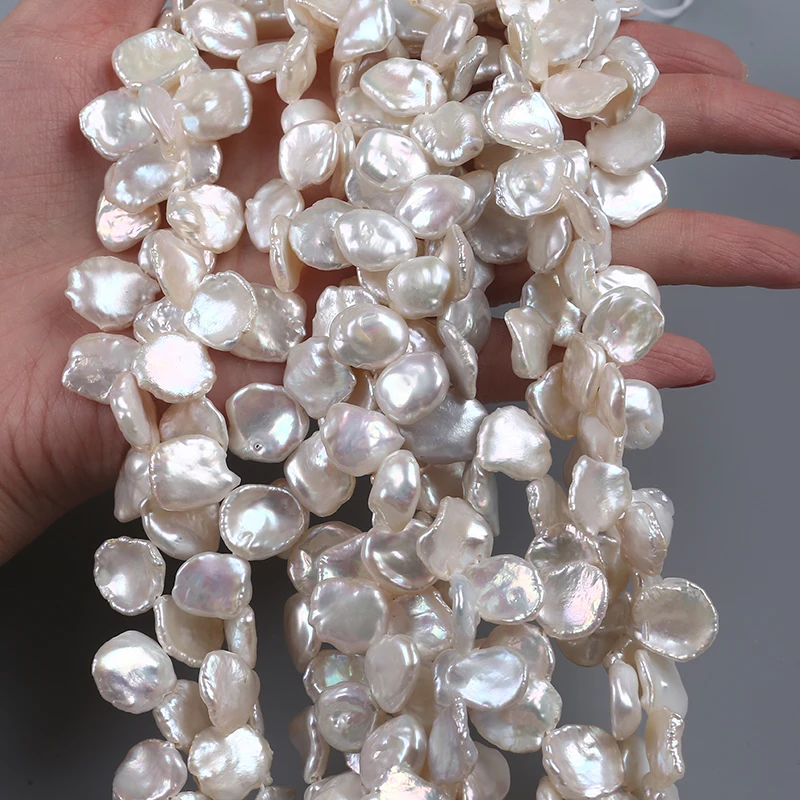 

Natural white 12-13mm keshi petal freshwater pearl loose strand