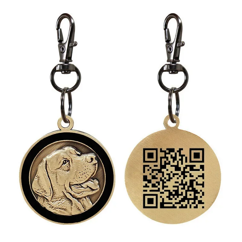 QR Code Anti Loss Identity Dog Tag Brass Pet Accessory Emergency Information Storage Multifunction Free Customization Exclusive