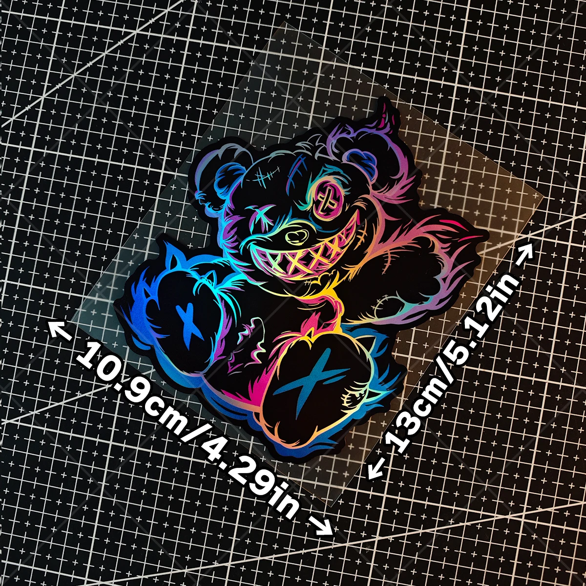 1 piece car sticker - smiley face and dark theme - little bear - laser engraving - evil - cartoon - JDM