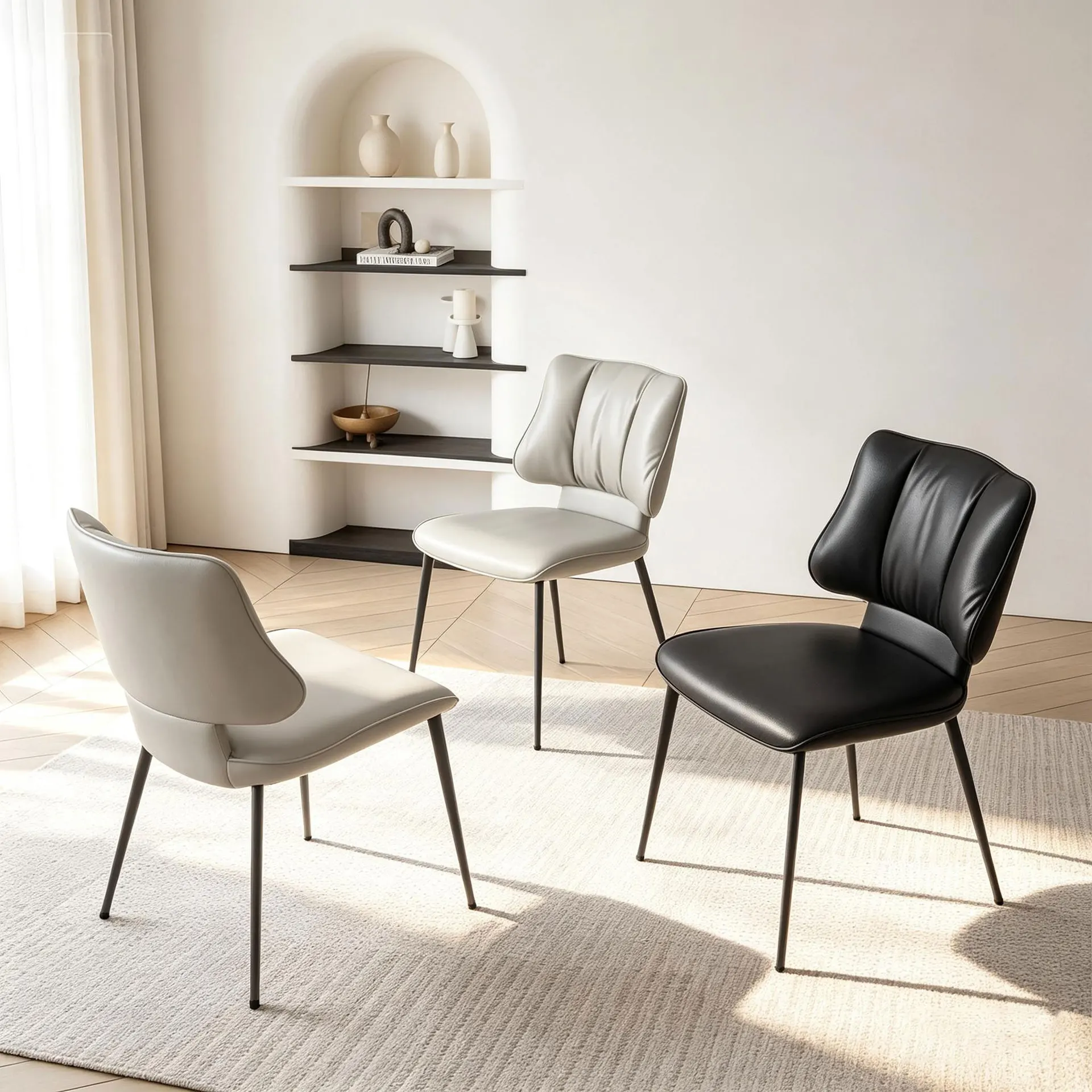 New Italian minimalist dining chair light luxury high sense simple backrest eating armrest home modern Internet celebrity chair