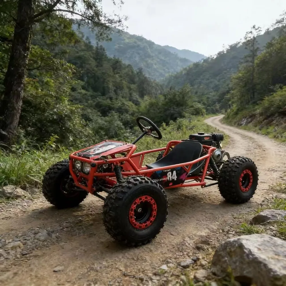 New design 212cc adjustable seat with reverse gear and headlights, top speed 70km/h, fuel kart drift car on sale