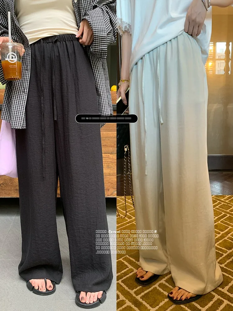 

NAZ plus Size Linen Casual Pants High Waist Slimming Drapey Lazy Straight Leg Summer Leisure Trousers for Women