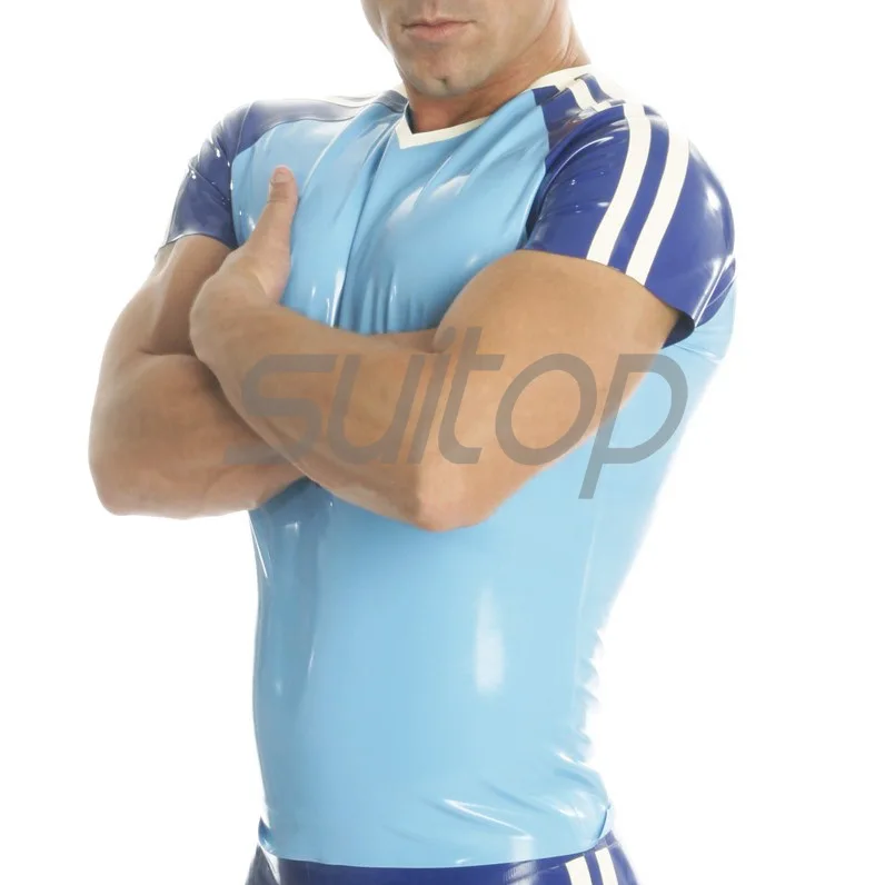 

Men 's casual latex T-shirt fashion Rubber Tees