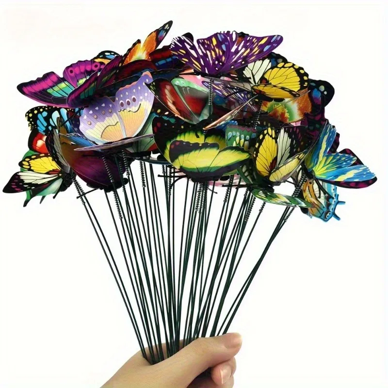 10/20Pcs 3D Butterfly Garden Stakes,Colorful Outdoor Lawn Decor with Easy Insertion Design,for Thanksgiving Holiday Yard Decor
