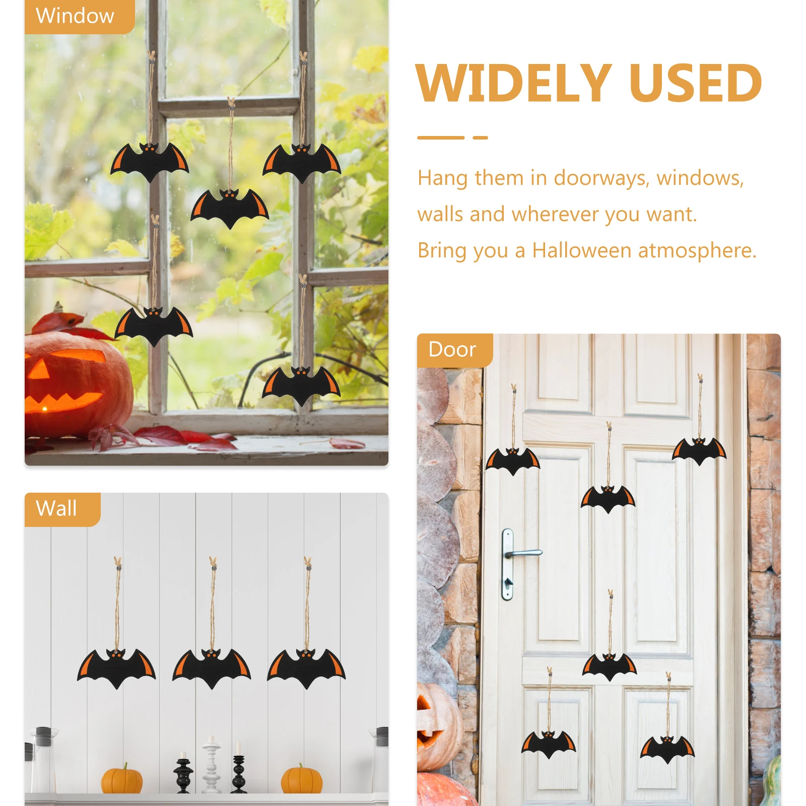 

100 Pcs Bat Decoration Pendant Halloween Decorations Indoor Cutouts Wooden Chips Craft Hanging Decors Paper Props Vintage