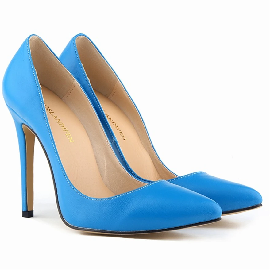 Primavera sapatos de casamento da moda de couro fosco feminino laranja azul vermelho saltos altos stiletto bombas dedo do pé apontado senhoras