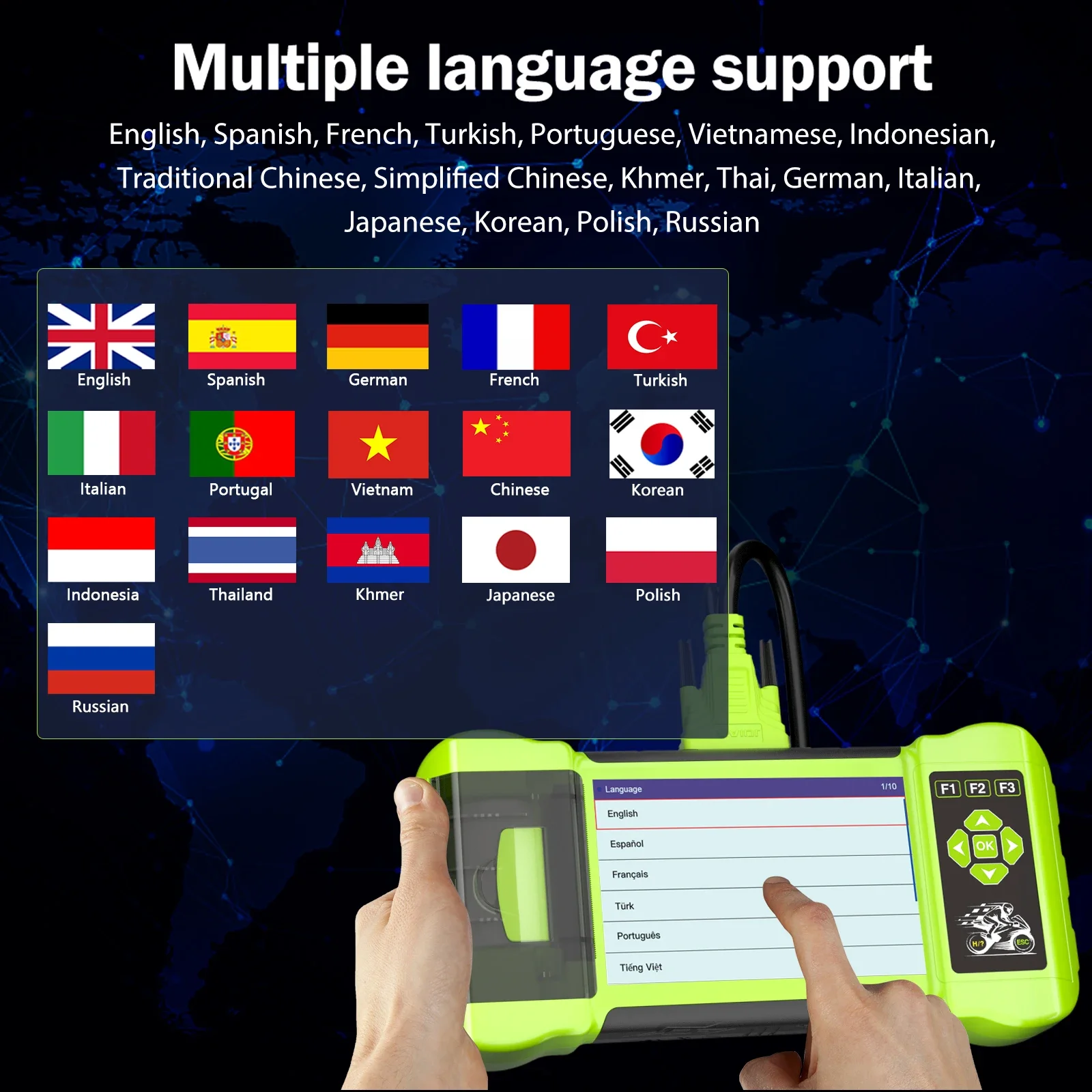 JDiag M300/M200 Diagnosis For Motorcycles OBD2 Scanner Tool Moto Scanner Fault Code Read ABS Engine For BMW Yamaha Harley Honda