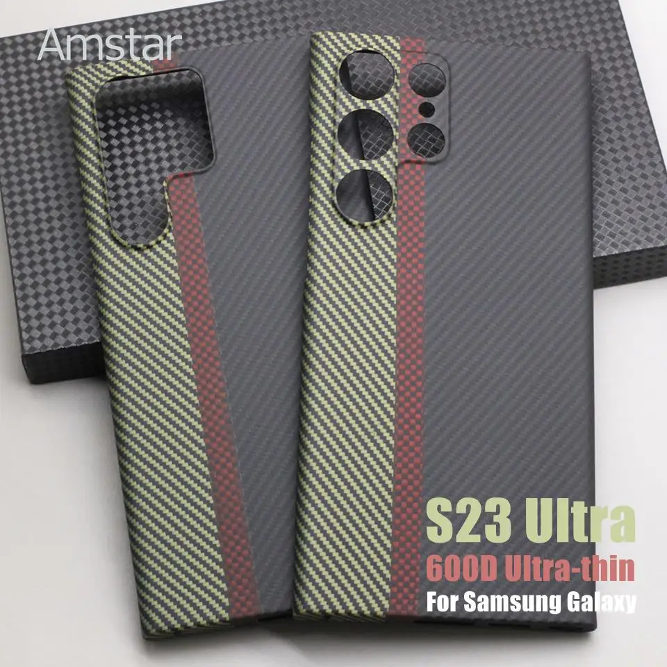 

Amstar 600D Tricolor Carbon Fiber Case for Galaxy S23 Ultra High-quality Aramid Fiber Ultra-thin S23 Ultra Phone Cover