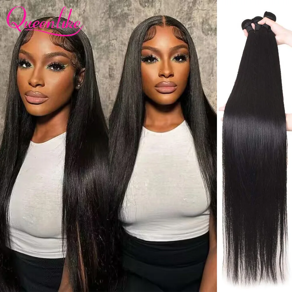 30 32 inch Indian Raw Hair Bundles 100% Human Hair Bundles 38 40 inch Long Thick Straight Hair Bundles for Women Hair Extensions