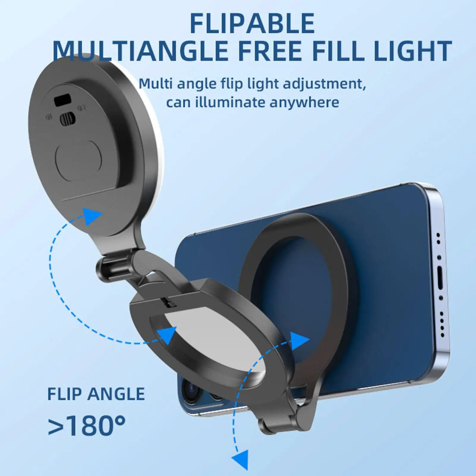 Magnetic Selfie Light Dimmable Soft Flashlight with Mirror Magnetic Beauty Selfie Light for Phones for Work Photography Makeup