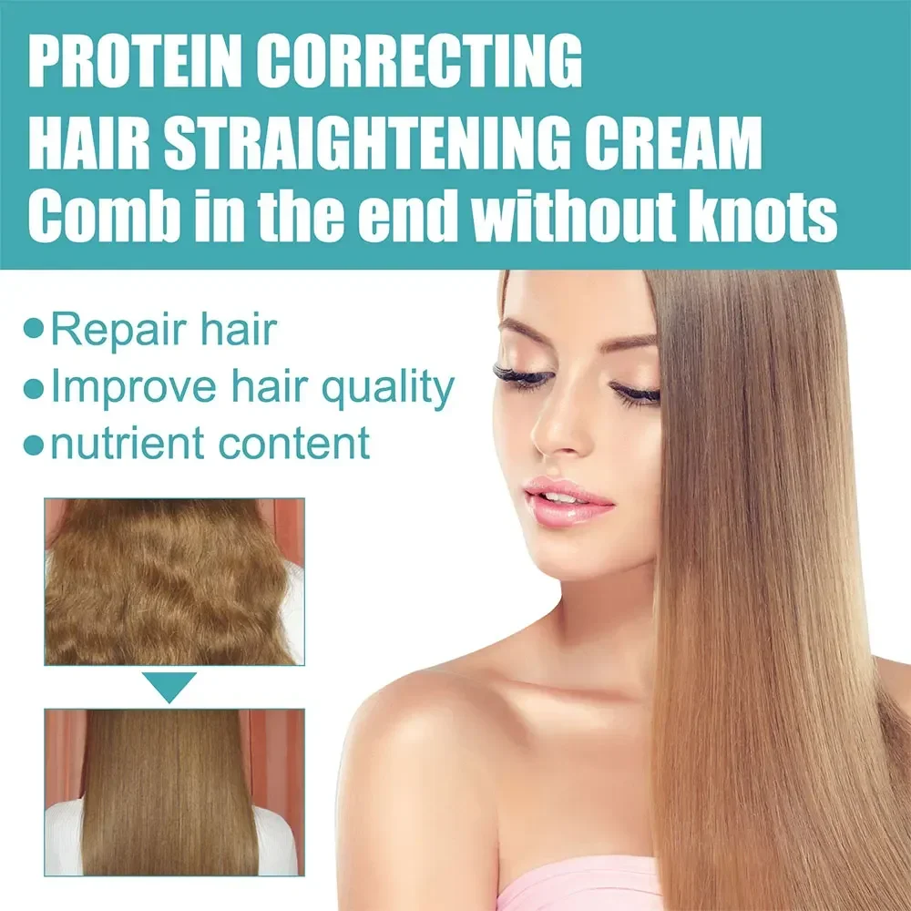 Keratin Hair Straightening Cream 60ml Silk & Gloss Hair Straightening Cream Faster Smoothing Curly Hair Care Protein Correction