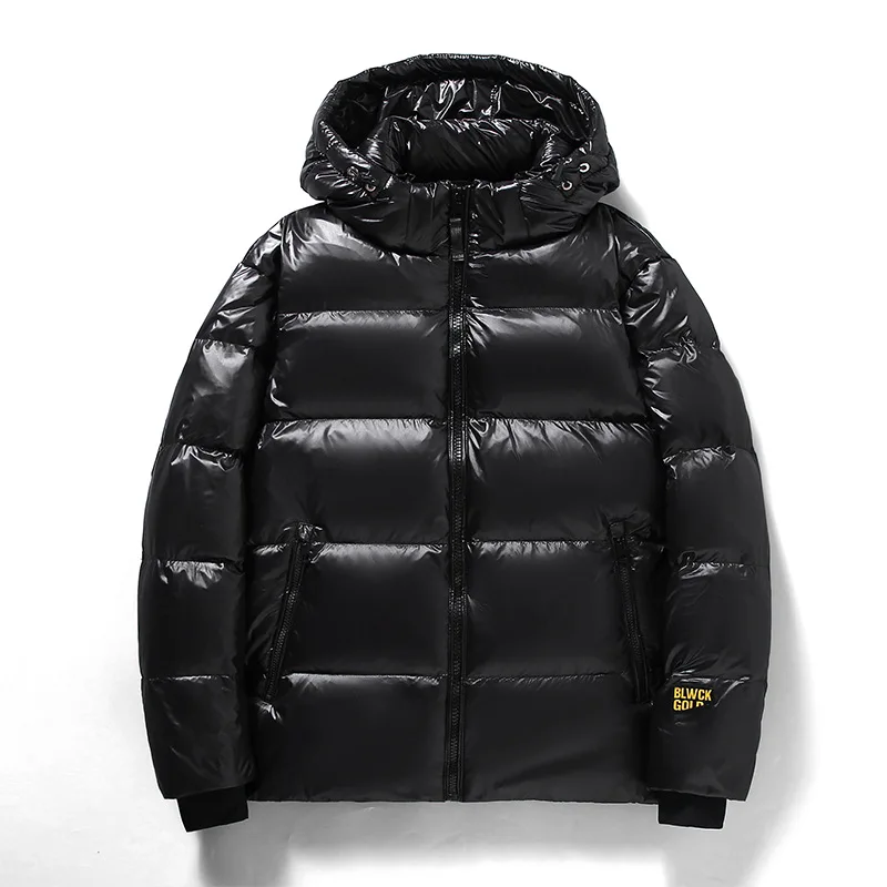 Down Jacket Men Winter Luxury Black Gold Bright Face Waterproof White Duck Down Warm Jacket Ski Lightweight Hooded Coat