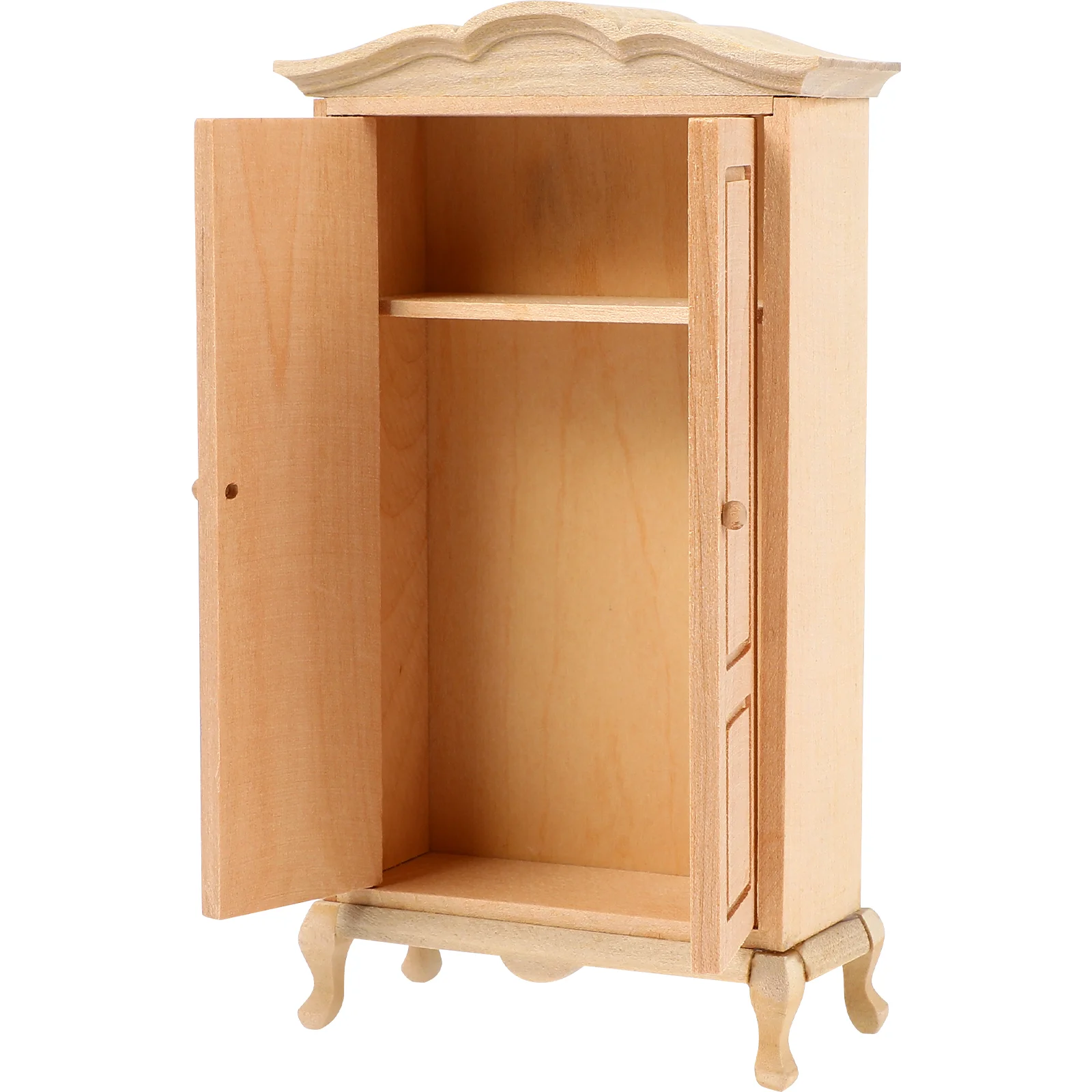 Wardrobe Model Toy House Cabinet Baby Double Door Tiny Furniture Wooden Decor Accessories Miniature