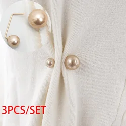3Pcs/Set Women Double Beads Imitation Pearl Brooch Pins For Sweater Cardigan Clip Coat Dress Anti-Fade Exquisite Elegant Brooche
