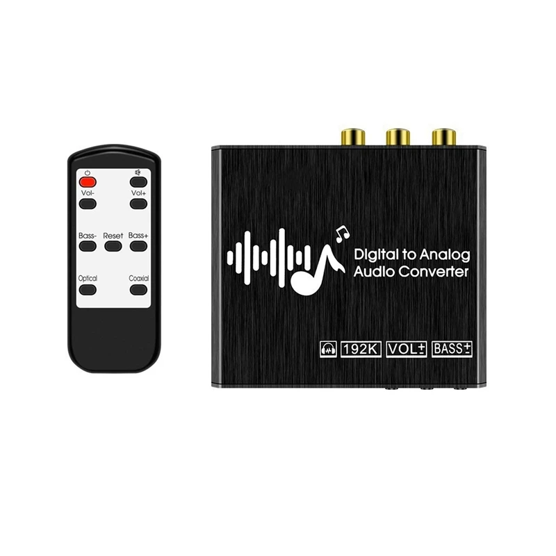 

192Khz DAC Digital To Analog Converter With Remote Control Digital Coaxial Toslink To Analog Stereo