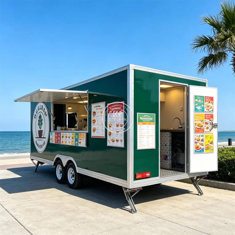 

Stainless Steel Concession Cart Mobile Food Truck Hot Dog Coffee Ice Cream Catering Food Trailer Fully Equipped