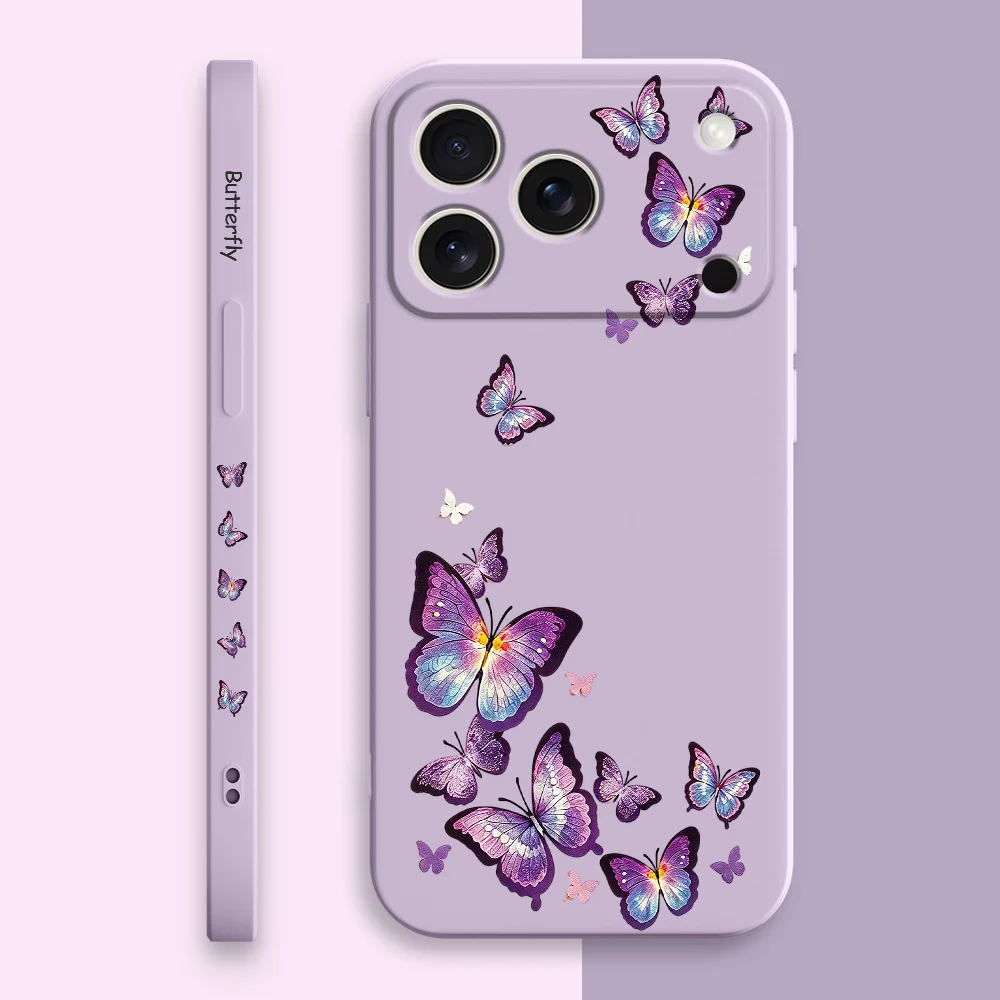 Butterfly Rush Phone Case For iPhone 17 17E Air 16 16E 15 14 13 12 11 Pro Max Plus Liquid Silicone Soft Cover